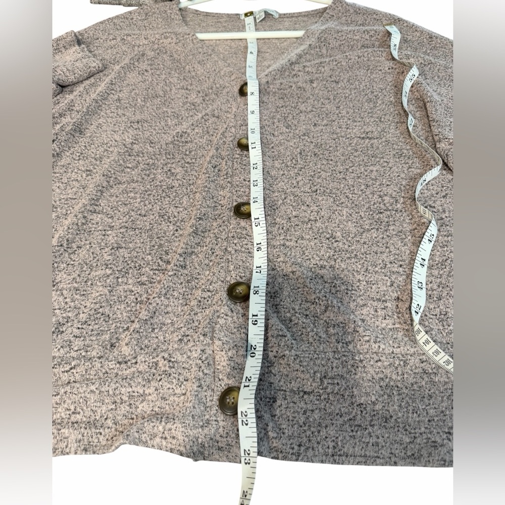 Green Envelope Plush Open-Front Button Cardigan - Mauve Taupe. Used - Picture 6 of 6